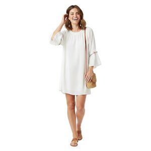 Grace Elements White Boho Tunic Dress with Pom-Pom Sleeves Size Medium